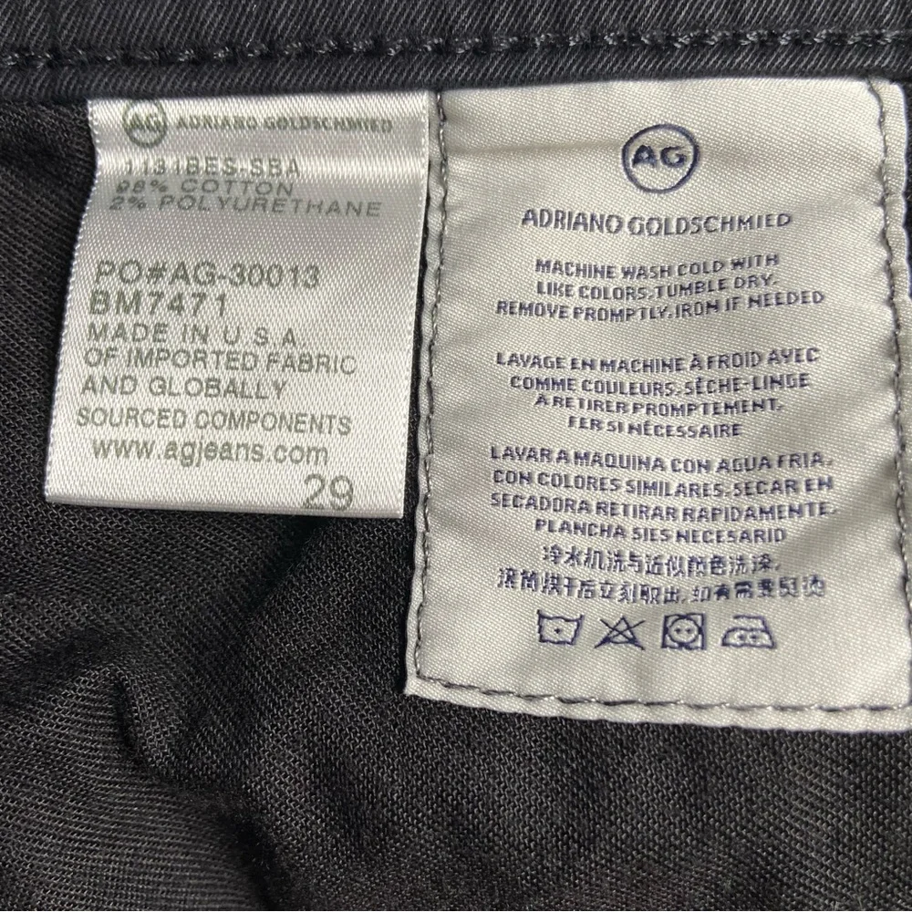 AG Adriano Goldschmied The Matchbox Slim Straight Black Jean Size 29